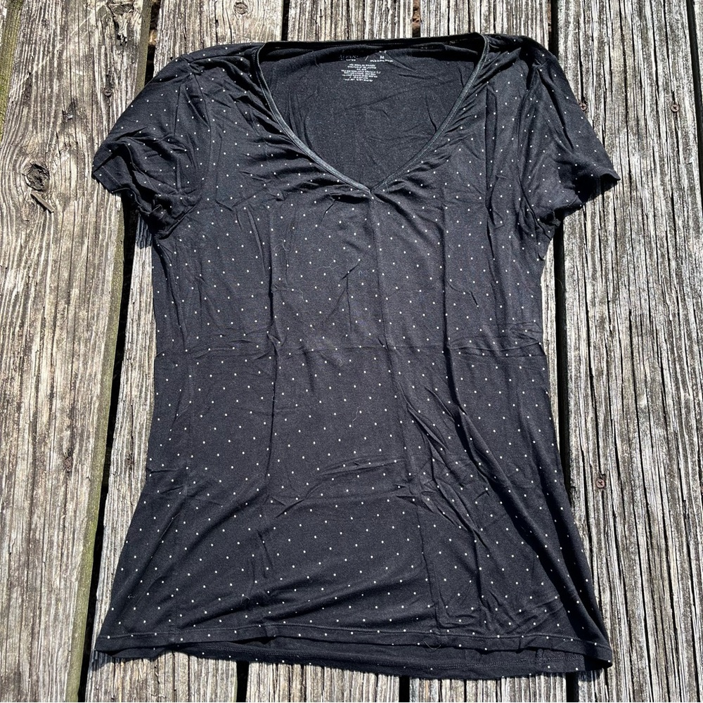 Alfani Essentials Intimates Pajama T-Shirt in Black Polka Dot